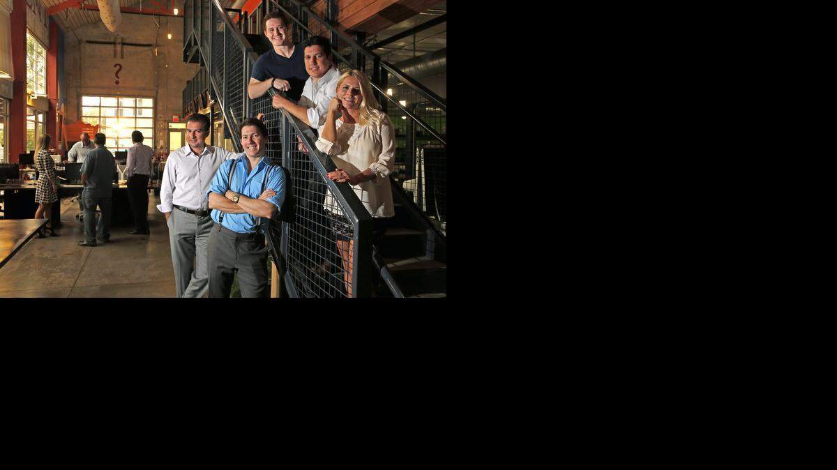 
INVESTING IN THE FUTURE: Thesis Ventures is a new venture funder. Some of the companies it has invested in are represented here. From lower left: Nestor Villalobos, Tudor Ice; Umut Tekin, Park Jockey; from upper left: Cindy Diffenderfer, Smart Wine; Nathan Heber, Boat Yard; and Nicholas Bowers, Klink. Thesis also provides residency for its portfolio companies in its studio in Fort Lauderdale, shown here.
