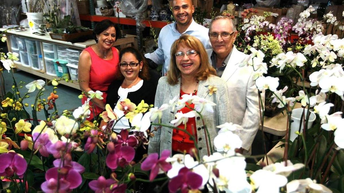 
Carmen and Carlos Segrera, right, own C.S. Orchids, Inc, located at 4936 SW 75th Ave. They are with SCORE counselors Lorinda Gonzalez, at left; SCORE Counselor, Samuel Shirley, back center; and Sandi Abbott, front center, on Sept. 4.


