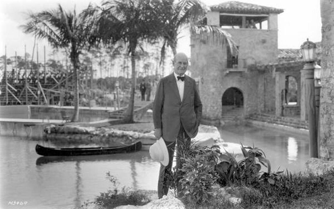 William Jennings Bryan stands at the Venetian Pool in Coral Gables in 1925. Over a century ago, the populist politician and eventual Brickell Avenue resident railed against the gold standard that underpinned the U.S. and British currency tie.