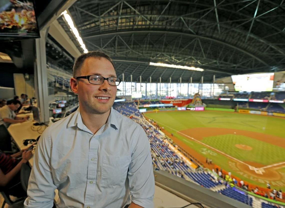 Jason Paré, the Marlins’ analytics director, at Marlins Park as the Miami Marlins get set to play the Los Angeles Dodgers on July 15.