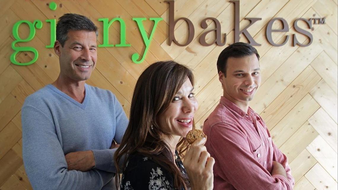Ginnybakes, which makes better-for-you snacks, is run by the family team of Steve Simon, president, left, his wife, Ginny Simon, CEO/founder, and son Michael Simon, vice president.