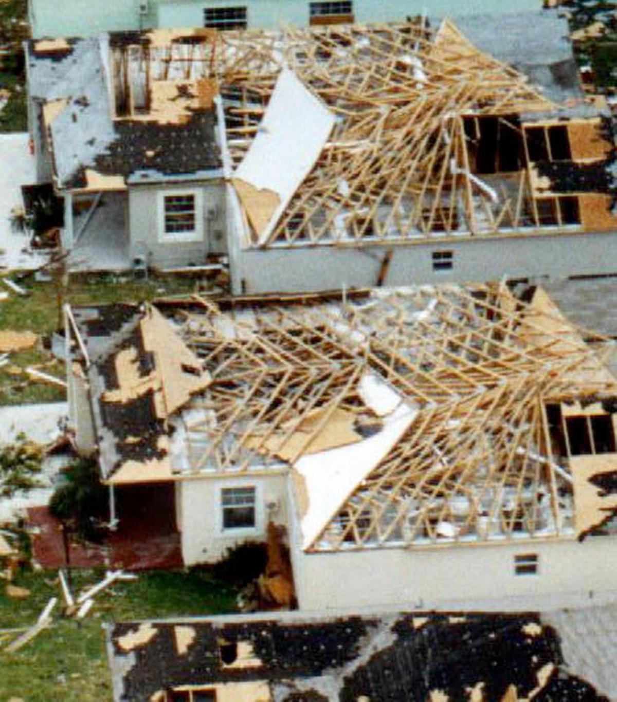 Aerial of Country Walk in southwest Miami-Dade after Hurricane Andrew hit. At the time, most South Floridians were insured by national companies like Prudential and State Farm.