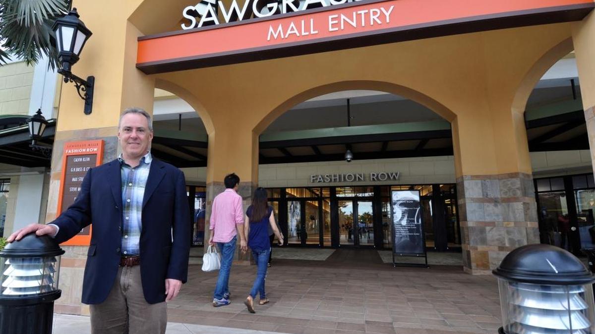 Simon Property Mills division President Gregg Goodman outside Sawgrass Mills’ Fashion Row entrance in January.