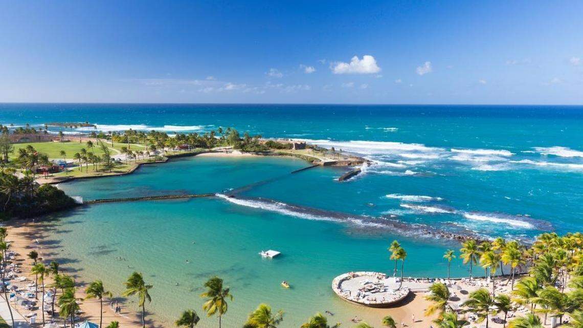 A beach in Puerto Rico, where tourism is the top industry. 