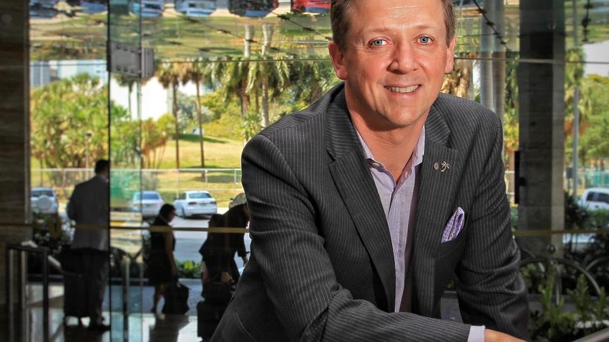 InterContinental Miami general manager, Robert Hill, who was behind the hotel's transformation in 2012, is photographed inside the hotel lobby on Tuesday, April 4, 2017.
