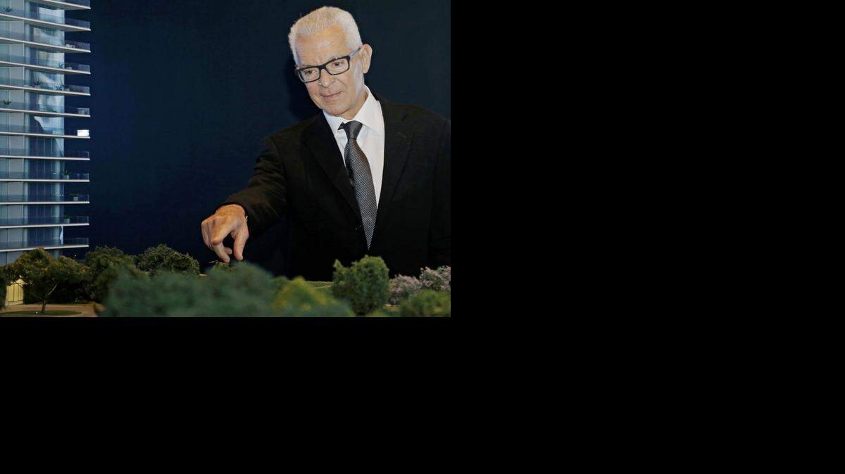 
Eduardo Costantini in front of the model of Oceana Bal Harbour in Miami on Wednesday, Nov. 12, 2014.
