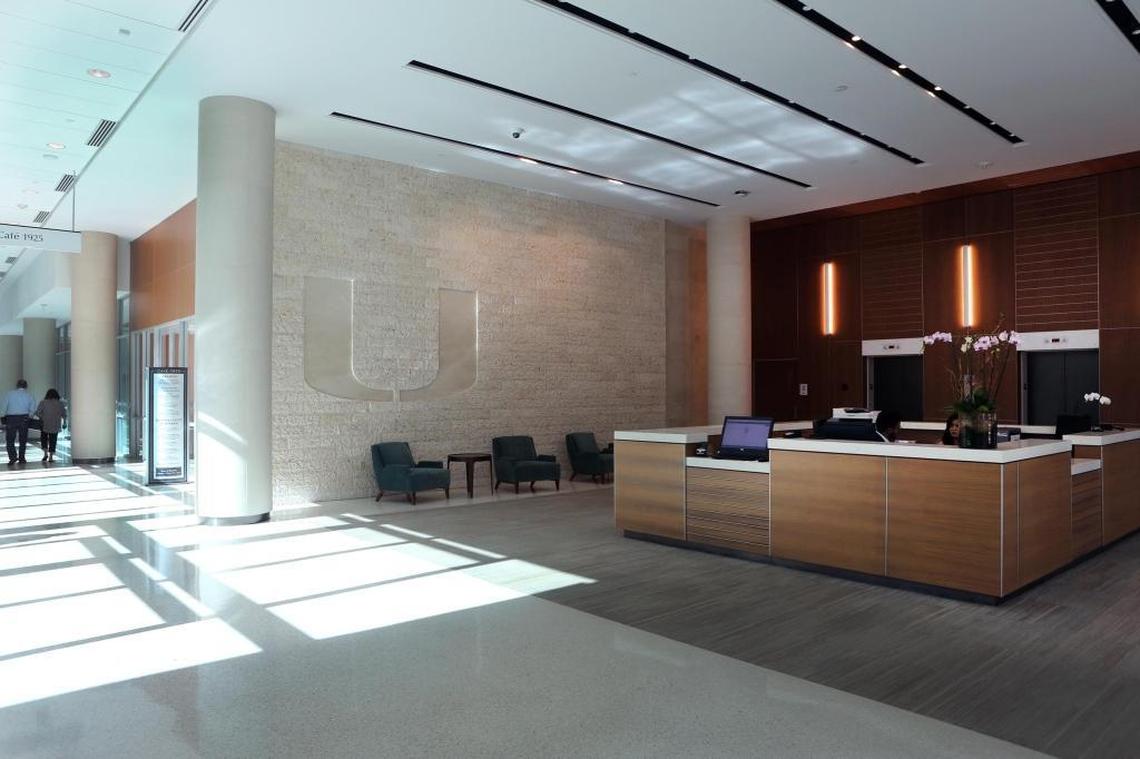The lobby at the University of Miami Lennar Foundation Medical Center.