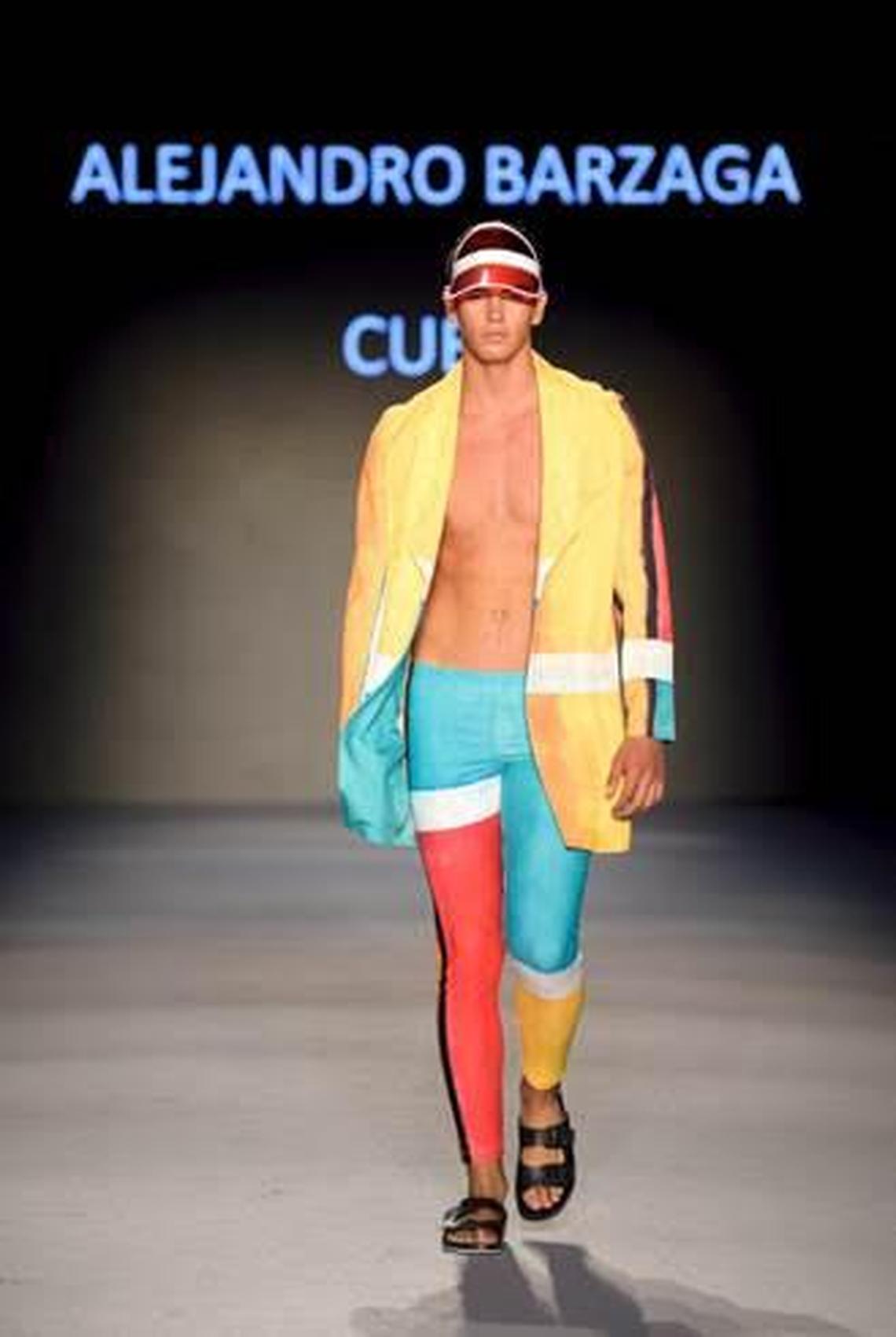 Men’s swimwear design by MIU student Alejandro Barzaga. The photo was taken at MIU’s runway show at Paraiso Miami Beach in July.