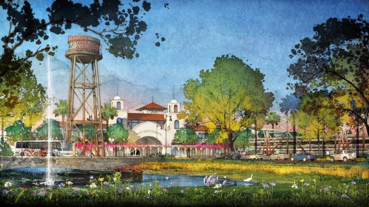 The main gateway to Disney Springs will be at Town Center, with an old-fashioned water tower.