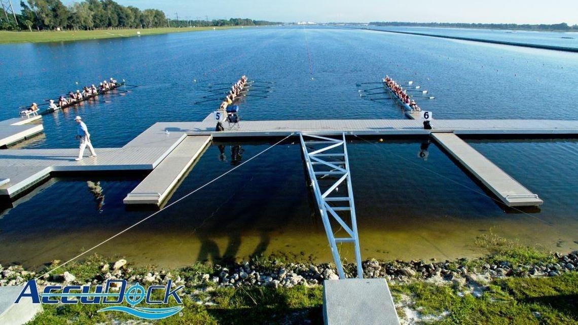 AccuDock manufactured and installed a 10-lane floating dock and two low-profile launch docks at Nathan Benderson Park in Sarasota.
