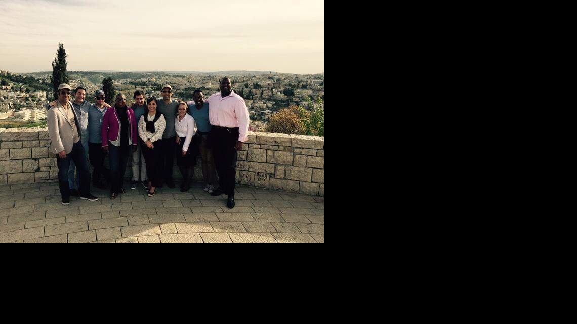 
MIAMI DELEGATION IN JERUSALEM: From left: Leandro Finol, Brian Siegal, Benoit Wirz, Felecia Hatcher, Nico Berardi, Laura Maydón, Matt Haggman, Susan Amat, Stonly Baptiste, Jaret Davis.
