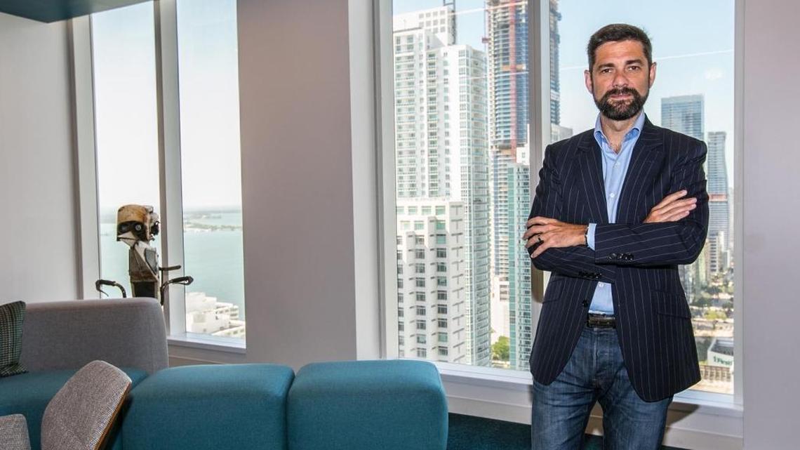 Acticall Sitel CEO Laurent Uberti, in the lobby of company headquarters in Miami.