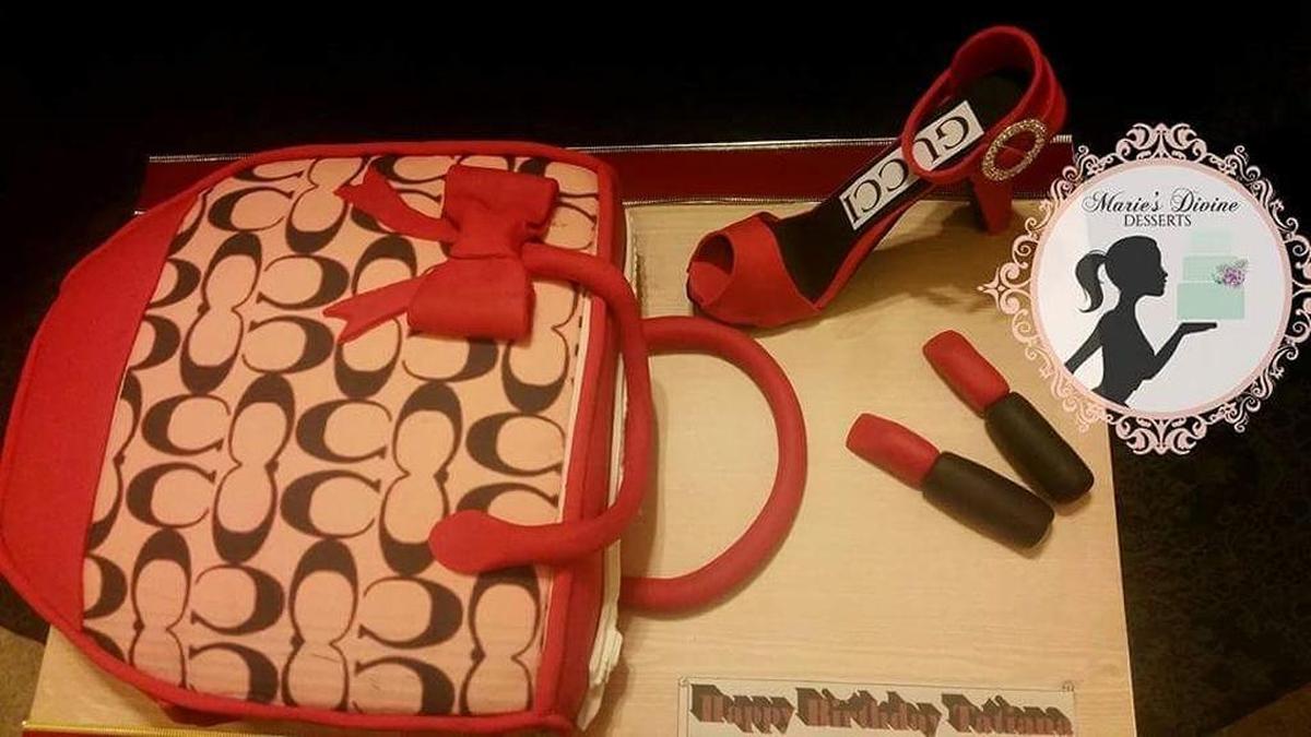 A designer-themed cake baked by Marie Boone. Boone has built her cake-and-dessert business, Marie’s Divine Desserts, working out of her Fort Lauderdale home. She uses mostly family recipes.