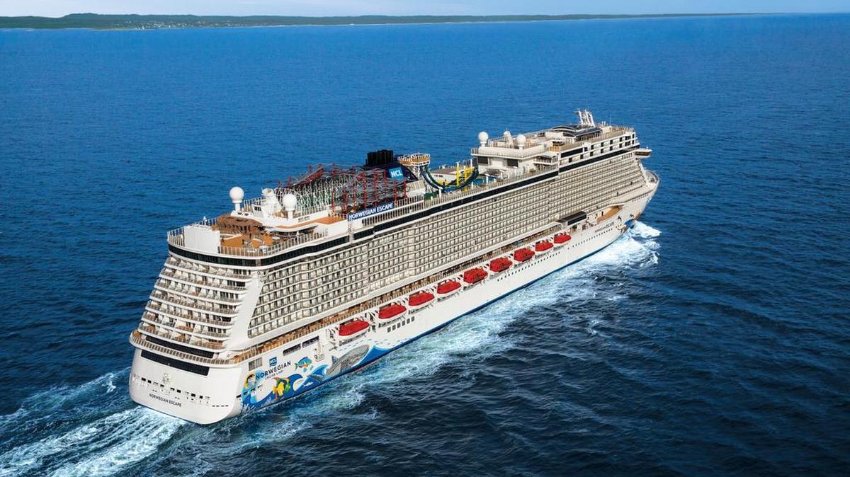 Norwegian Escape is shown during sea trials along the coast of Norway. The ship is being christened Monday.