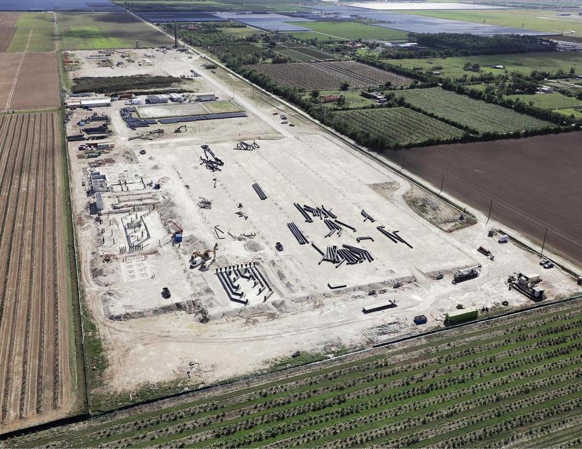 An aerial view of the Atlantic Sapphire construction site, west looking east, near Homestead. When completed, it will sit on more land than AmericanAirlines Arena does.