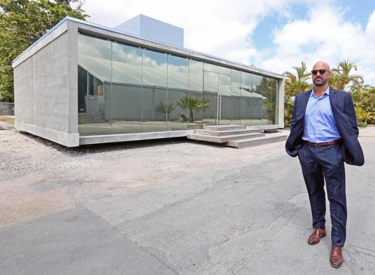 Alain Perez of Eventstar and the company’s award-winning modular building.