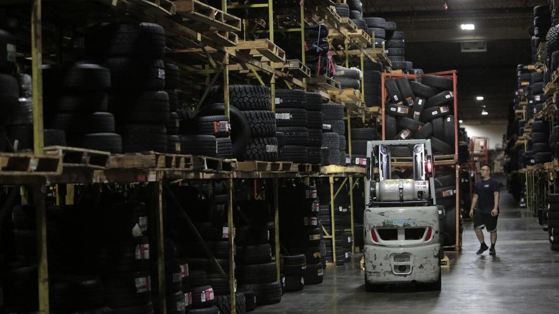 Inside the TGI warehouse in Doral. Starting out as a tire brokerage business in 1992, TGI has become a major player in the wholesale market for new replacement tires.