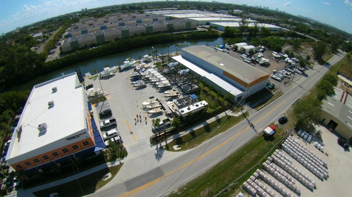 An aerial shot of Nautical Ventures Group in Dania Beach.