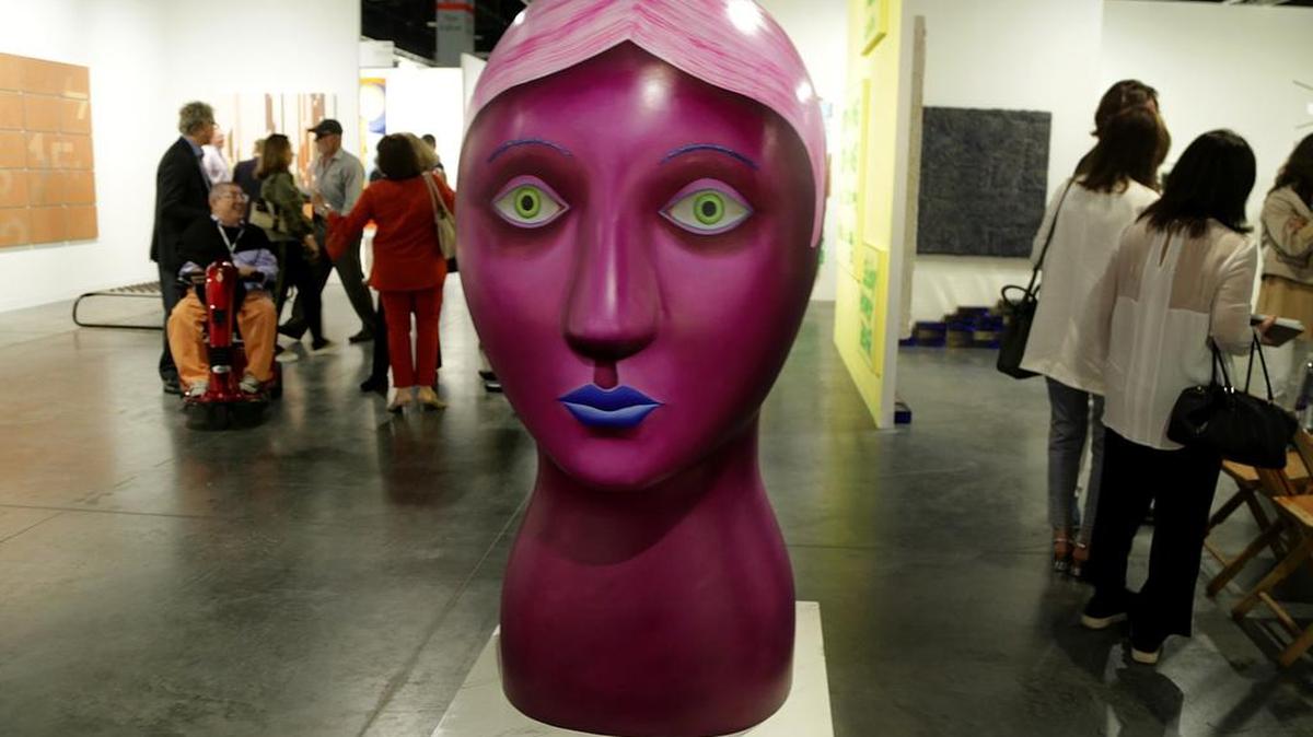 View of the piece “Head”, by artist Nicolas Party, on display at Kaufmann repetto Gallery, during the Art Basel’s preview invitation only event at the Miami Beach Convention Center, taking place December 6 - 9, in Miami Beach on Wednesday December 05, 2018.