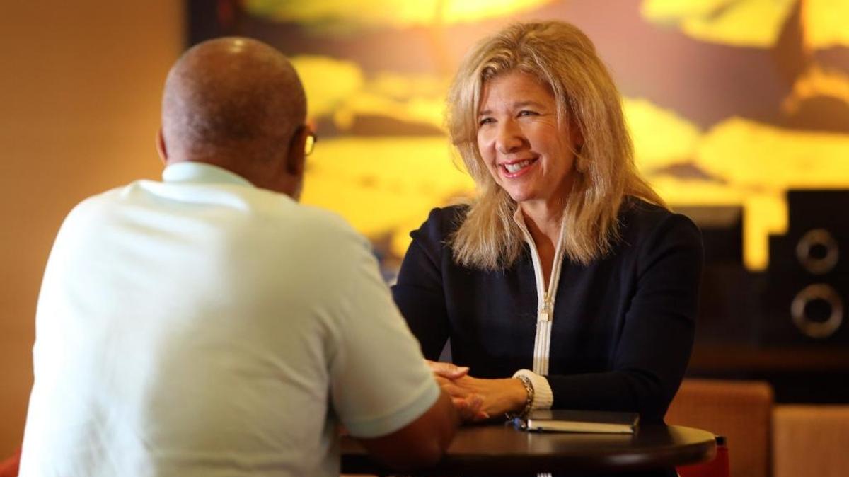 Shari Roth is a Weston leadership coach who often helps clients avoid burnout. Roth works with client, Tony Williams, on Jan. 23, 2017. Williams is a business owner in the Cayman Islands who was in South Florida for the day.