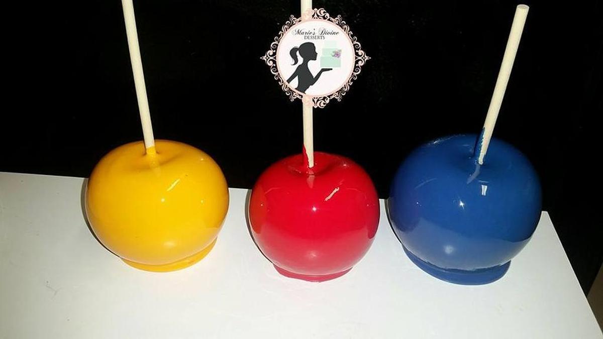 Candy apples made by Marie Boone. Boone has built her cake-and-dessert business, Marie’s Divine Desserts working out of her Fort Lauderdale home. She uses mostly family recipes.