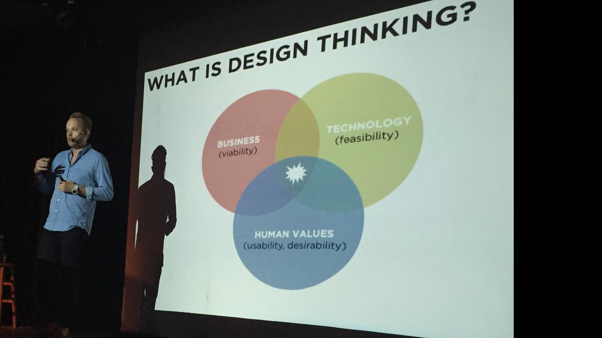 
A big crowd at the Miami Science Museum heard Andy Hagerman, co-founder of The Design Gym, a New York City-based creative education company.
