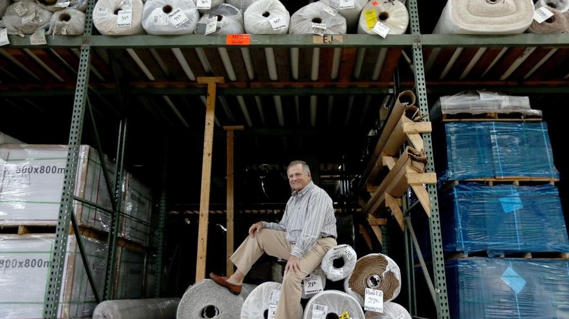 Dolphin Carpet & Tile president Jeff Katz in the company’s warehouse. Over more than 40 years, the Doral-based company has become a major player in the flooring industry.