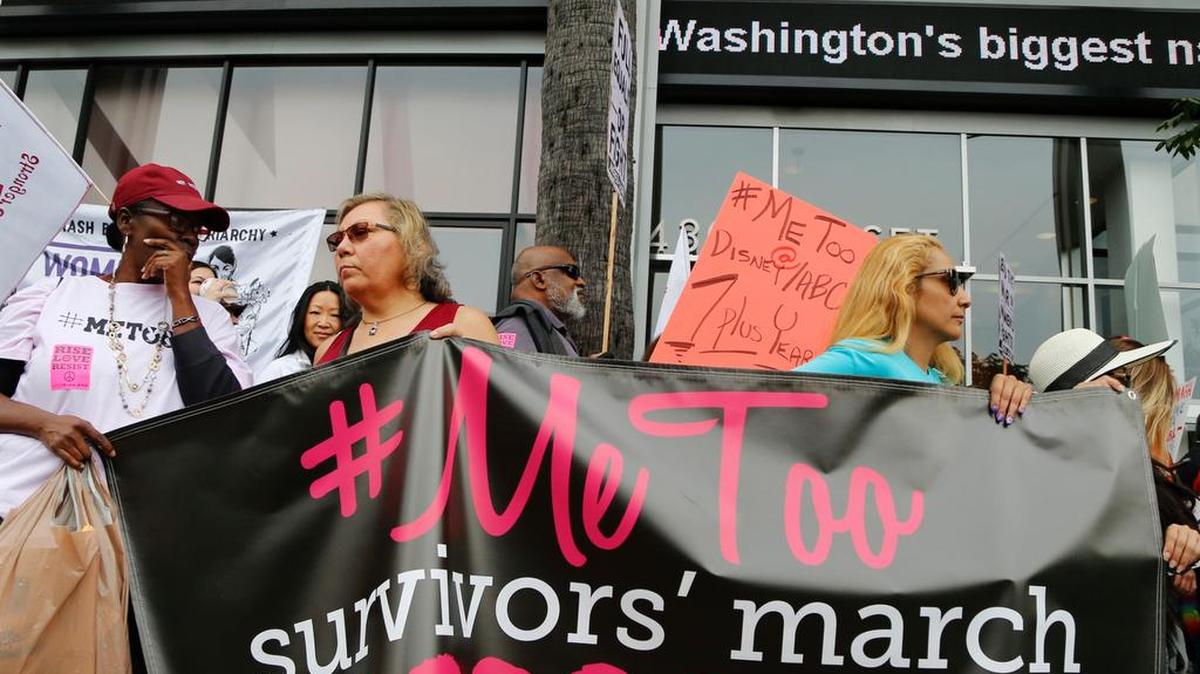 A #metoo rally near CNN’s Hollywood studios in Los Angeles last month. A spate of recent public revelations, including the spontaneous #metoo discussions on social media, emboldens many victims of sexual harassment to speak up.