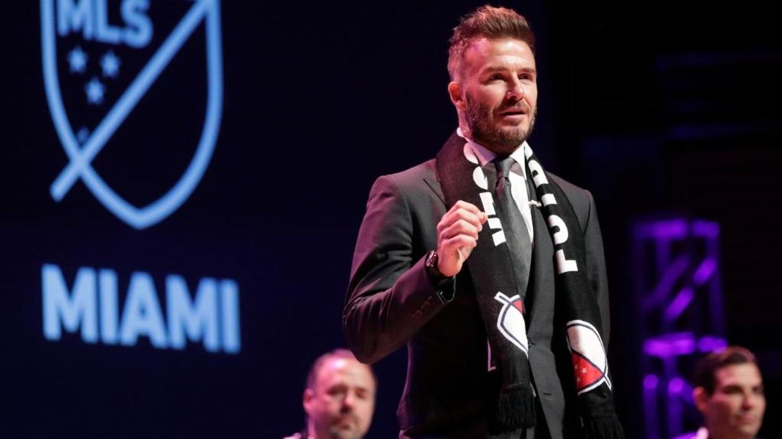 David Beckham speaks at an event in January announcing that Major League Soccer is bringing an expansion team to Miami. The stadium site in Overtown was never mentioned during that ceremony. Weeks later, the Beckham partnership began pursuing a new stadium site at Miami's Melreese golf course.