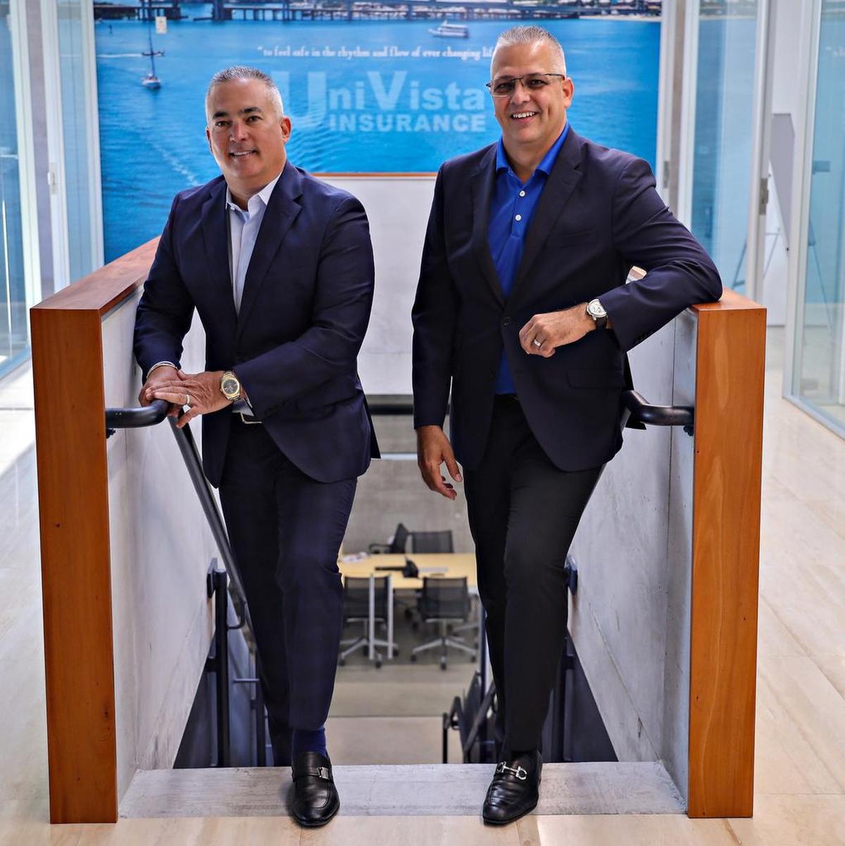 UniVista Insurance CEO Ivan A. Herrera, left, and COO Luis Castro inside UniVista’s corporate office on May 22, 2019.