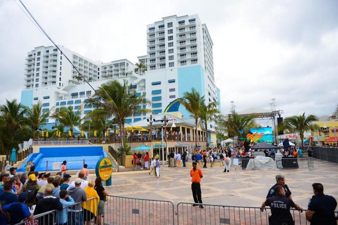 People wait to watch Jimmy Buffett perform on Hollywood beach during the opening of the Margaritaville Hollywood Beach Resort in November.