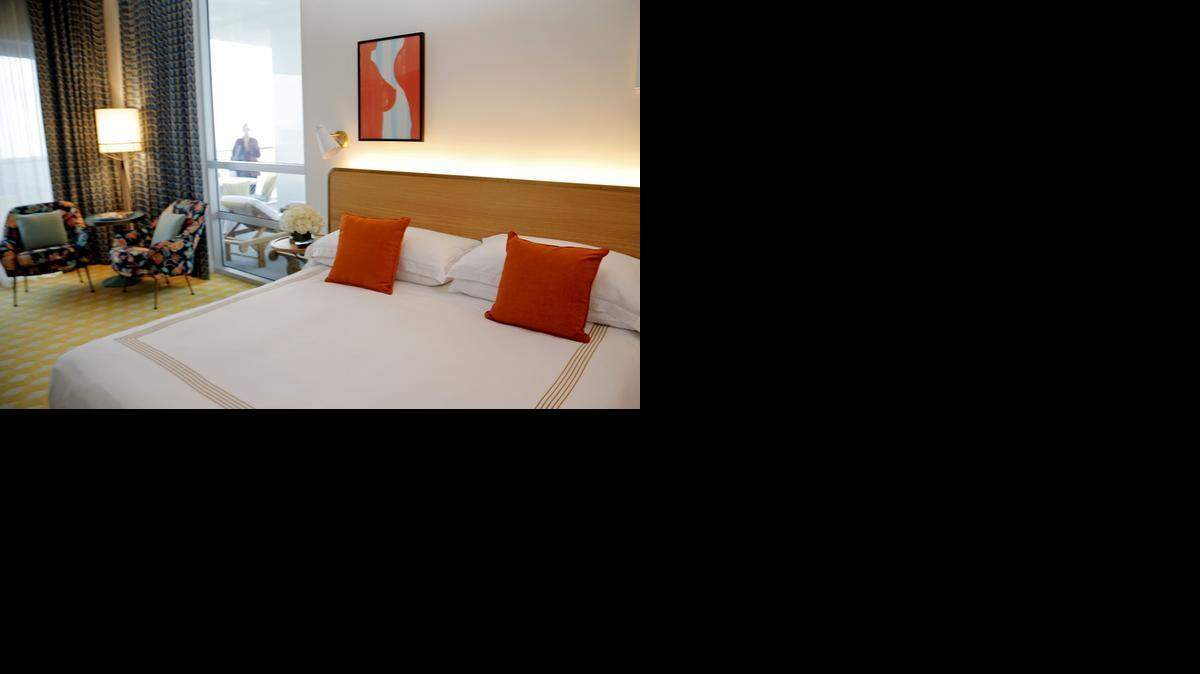 
One of the ocean-front balcony rooms at the new Thompson Miami Beach.
