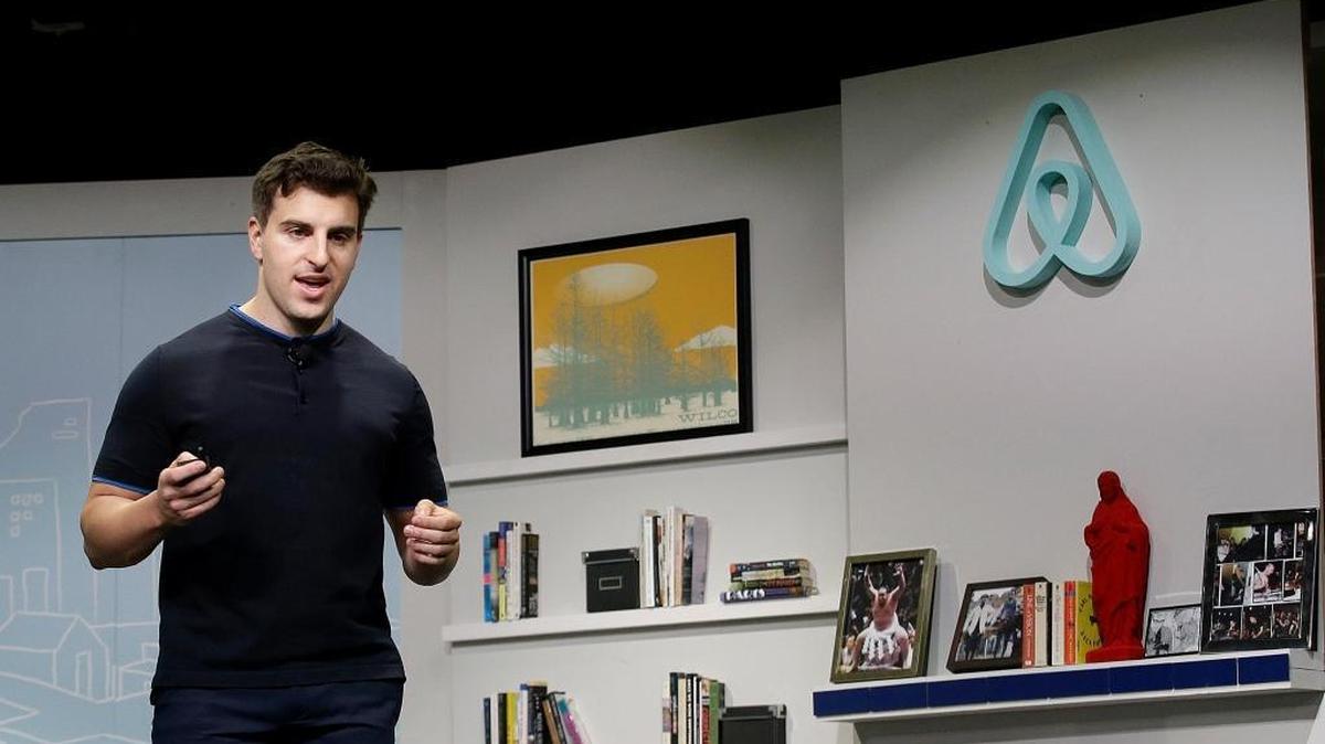 In this April 19, 2016, file photo, Airbnb co-founder and CEO Brian Chesky speaks during an event in San Francisco.The company was founded in San Francisco in 2008.