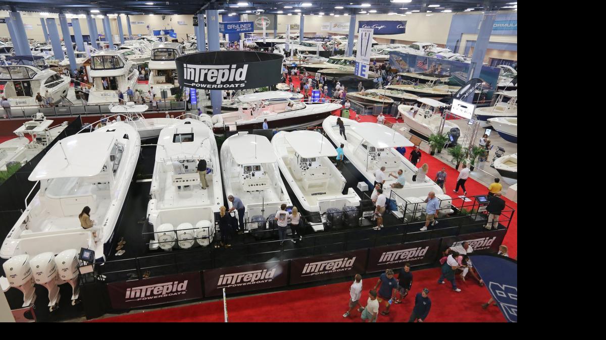 
Boats are shown on display at the Miami International Boat Show in 2013.
