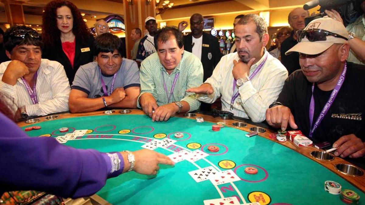 Survivors of the Chilean mine collapse play blackjack at the Seminole Casino in Coconut Creek on Thursday, February 3, 2011, during their only appeatance in South Florida.