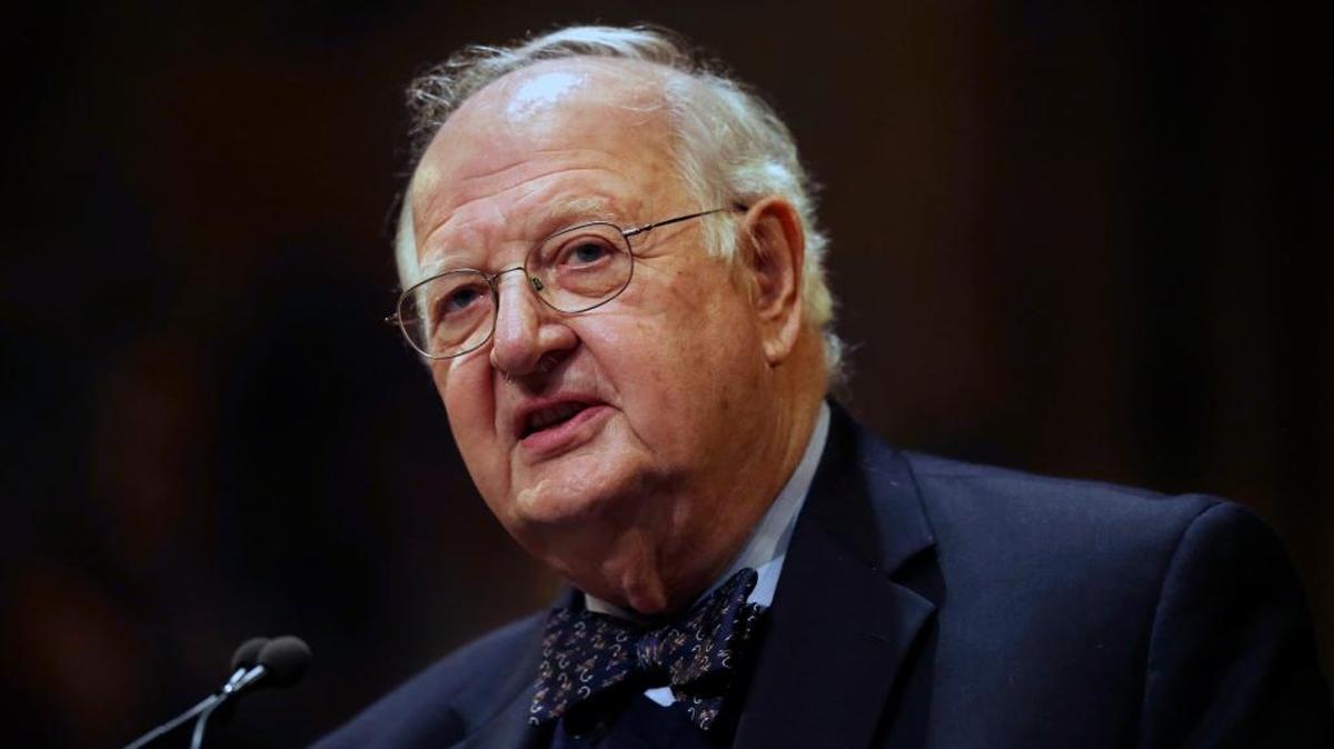 
Angus Deaton speaks at a gathering at Princeton University after it was announced that he won the Nobel prize in economics for improving understanding of poverty and how people in poor countries respond to changes in economic policy Monday, Oct. 12, 2015, in Princeton, N.J. 
