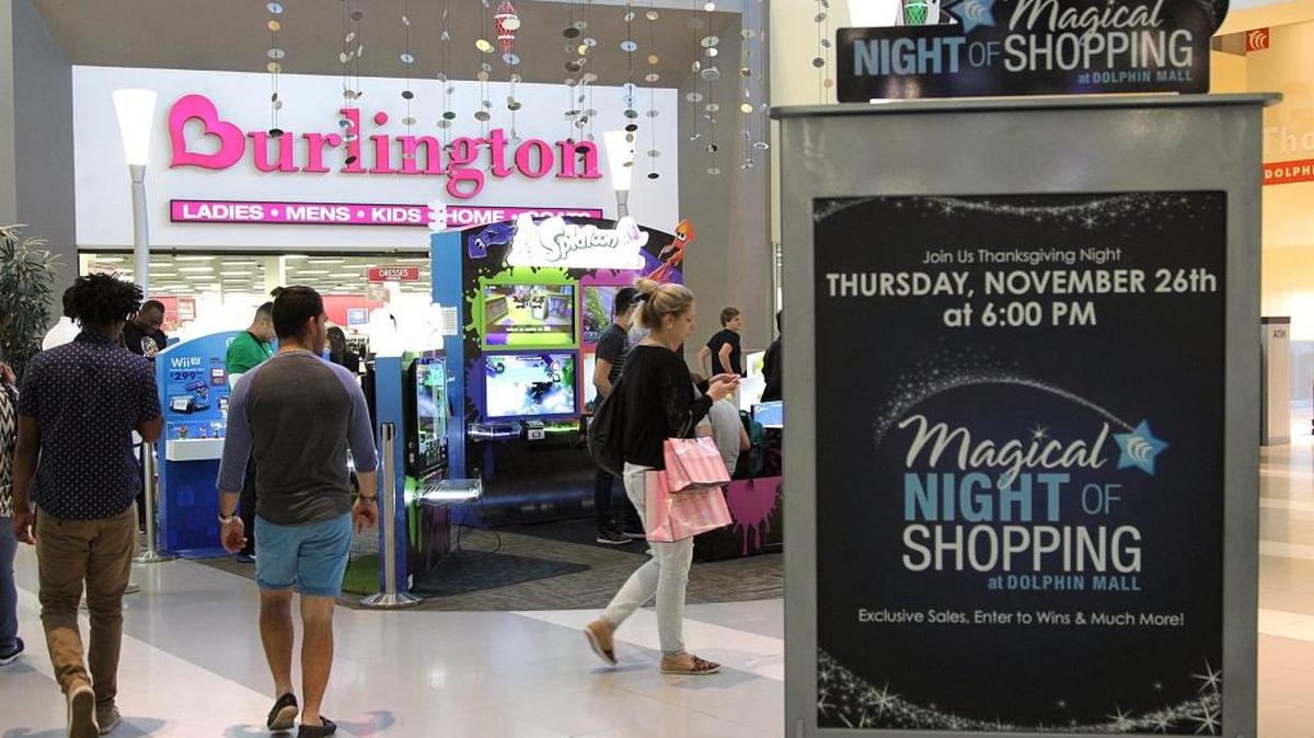 Dolphin Mall prepares for Black Friday with stores offering large sales to attract shoppers on Monday.