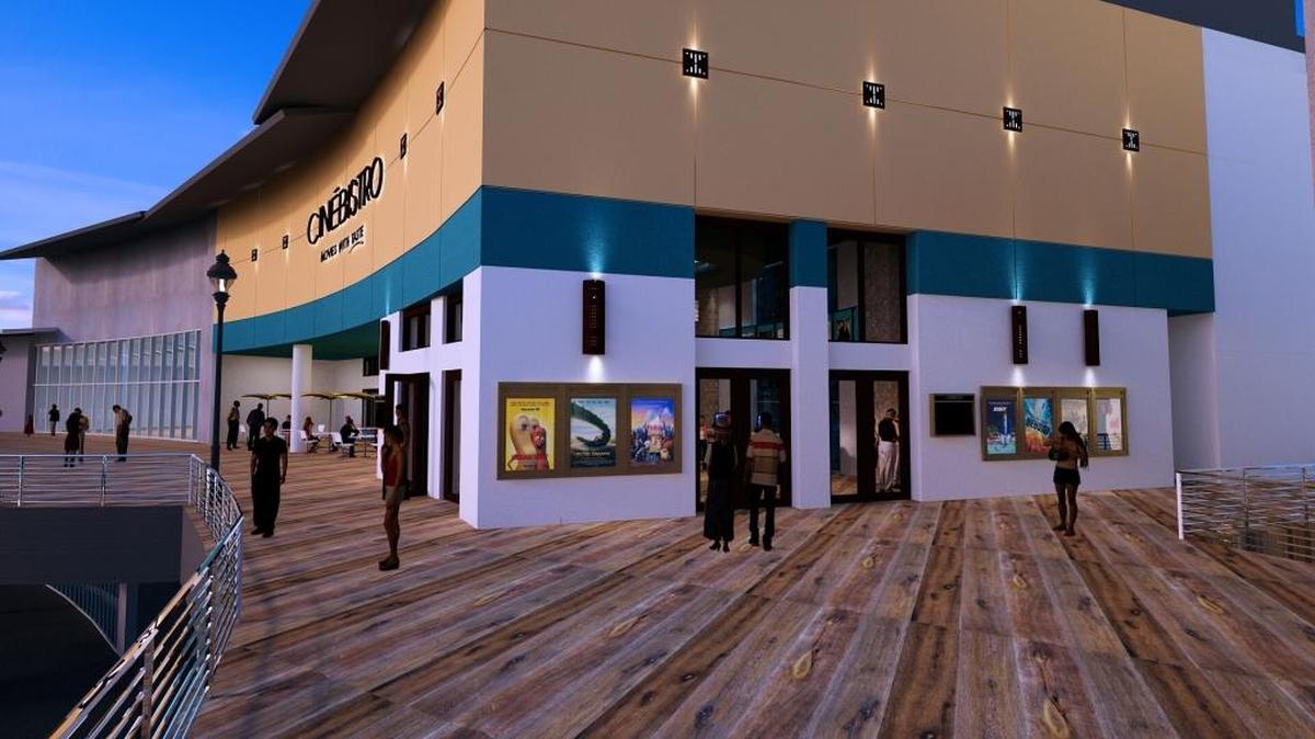 Architectural rendering of the seven-screen Cinebistro at CityPlace Doral, which will open its doors on March 17.