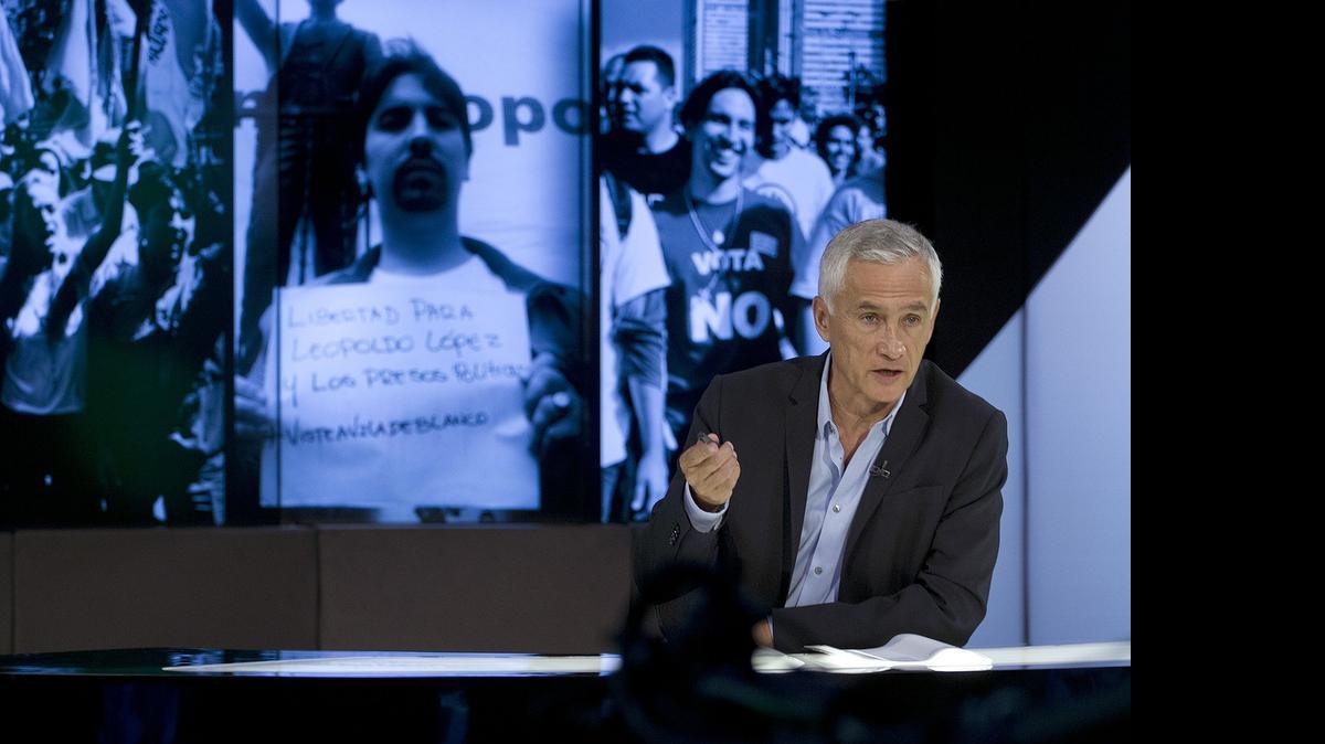 
Jorge Ramos works on the set of his show “America with Jorge Ramos” on Monday, July 13, 2015, at Fusion, the multimedia network that launched 18 months ago.
