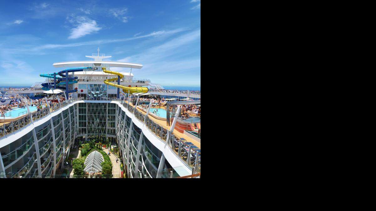 
Royal Caribbean International’s Harmony of the Seas will include multi-story water slides, as shown in this rendering.
