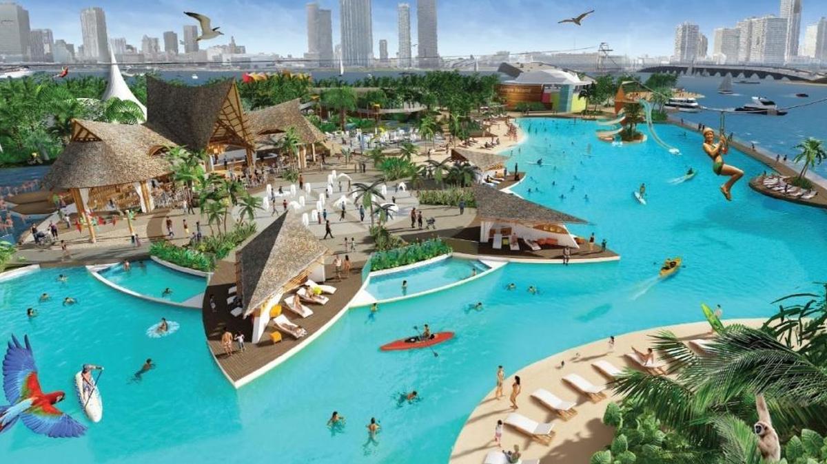 New rendering of Jungle Island shows some of the new features coming to the park after a two-year renovation, including a zip line and lagoon.