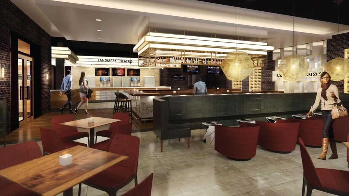 Architectural rendering of the lobby area at Landmark Theaters at Merrick Park, which opens for business Friday Dec. 9.