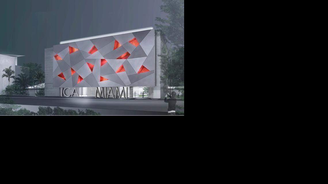 
NIGHT BRIGHT: Preliminary artistic rendering of the south facade of the proposed Institute of Contemporary Art, Miami (ICA) on Northeast 41st Street in Miami’s Design District features lighted panels that will change colors.
