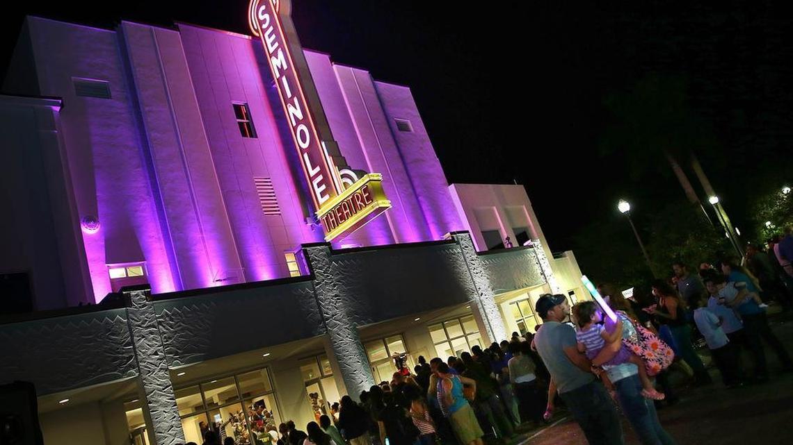 Homestead residents celebrate the opening of the renovated Seminole Theatre in October 2015.