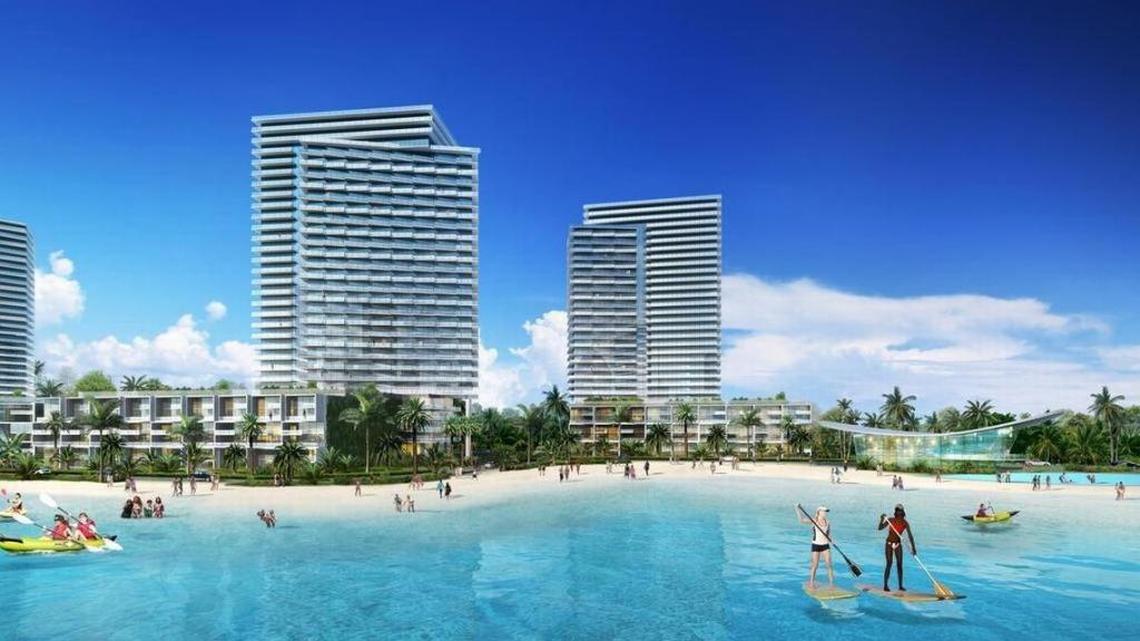 Artist rendering of the lagoon at SoLeMia Miami, a giant master planned community in North Miami being developed by Turnberry Associates and LeFrak.