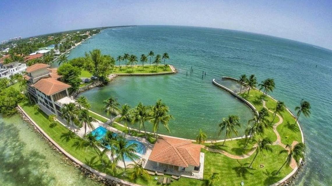 An aerial shot of the mansion on Key Biscayne that sold for $47 million.