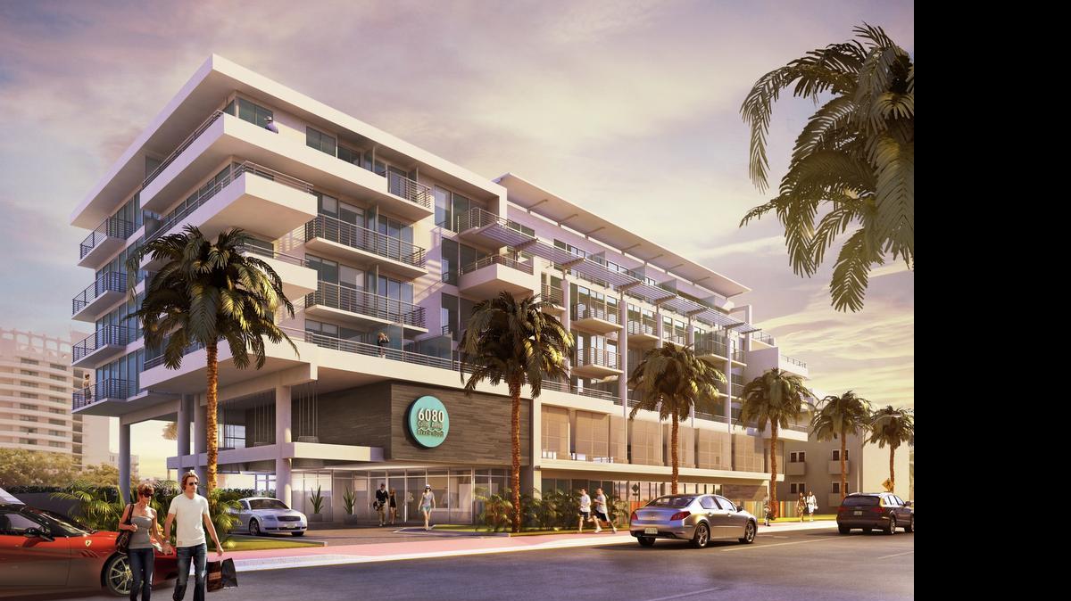 
A rendering of the planned condo-hotel project at 6080 Collins Ave.
