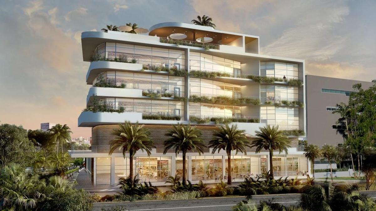 Artist rendering of the 27@Lincoln, a new five-story boutique office building in Coconut Grove. The facility, to be located at 3151 SW 27th Ave., will feature 68,000 sq. ft. of Class-A office space and 5,000 sq. ft. of retail.
