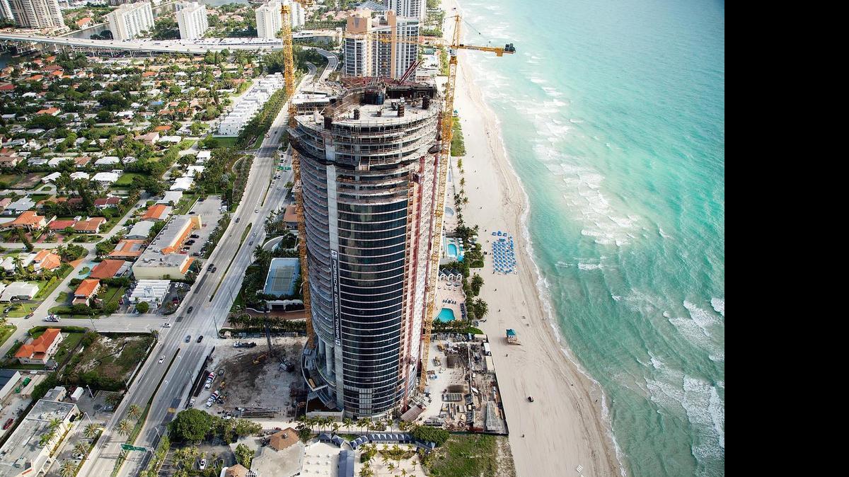 
A photo of the Porsche Design Tower in Sunny Isles Beach.
