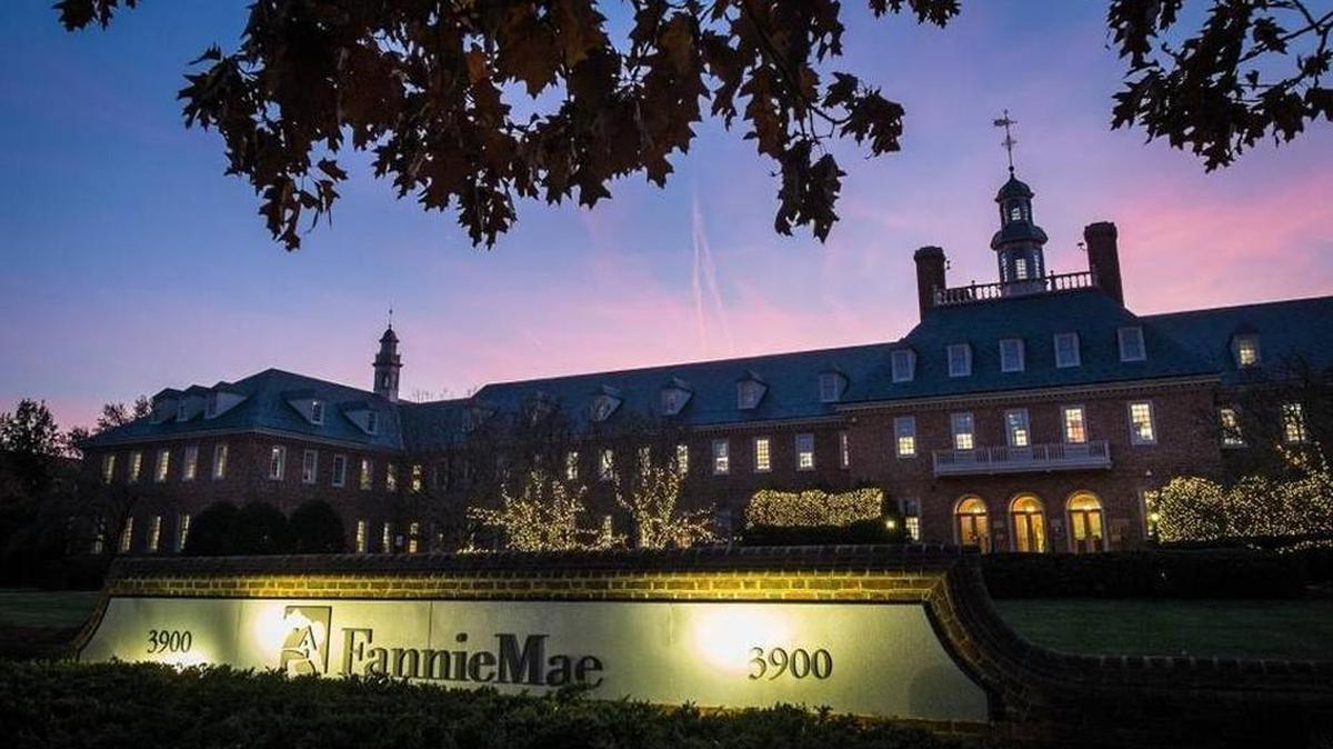 A file photo shows mortgage giant Fannie Mae’s headquarters in Washington, D.C.